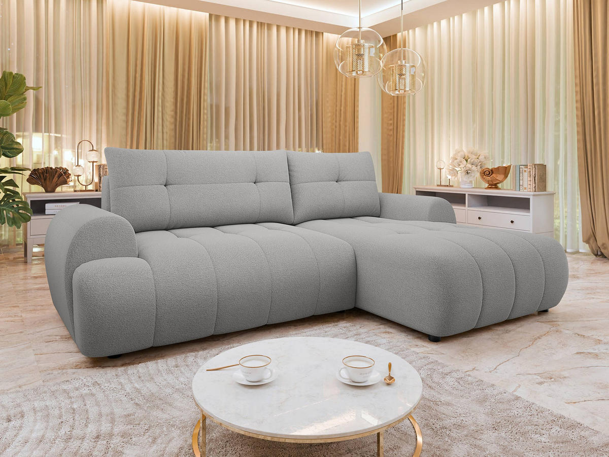 ECKSOFA Fiorano, Seite: Rechts - Hellgrau/Schwarz, Holz/Kunststoff (265/177cm) - MIRJAN24