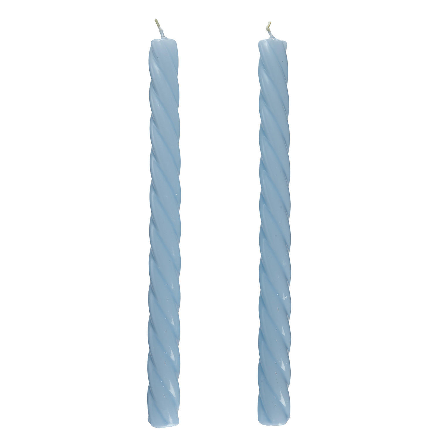 STABKERZE (2er-Set) Twisted - Hellblau, Paraffin (2/26/2cm) - Butlers