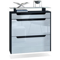 SCHUHSCHRANK Annie Weiß Hochglanz / Schwarz Hochglanz - Schwarz Hochglanz/Weiß Hochglanz, Holzwerkstoff (89/96/23cm) - Vladon