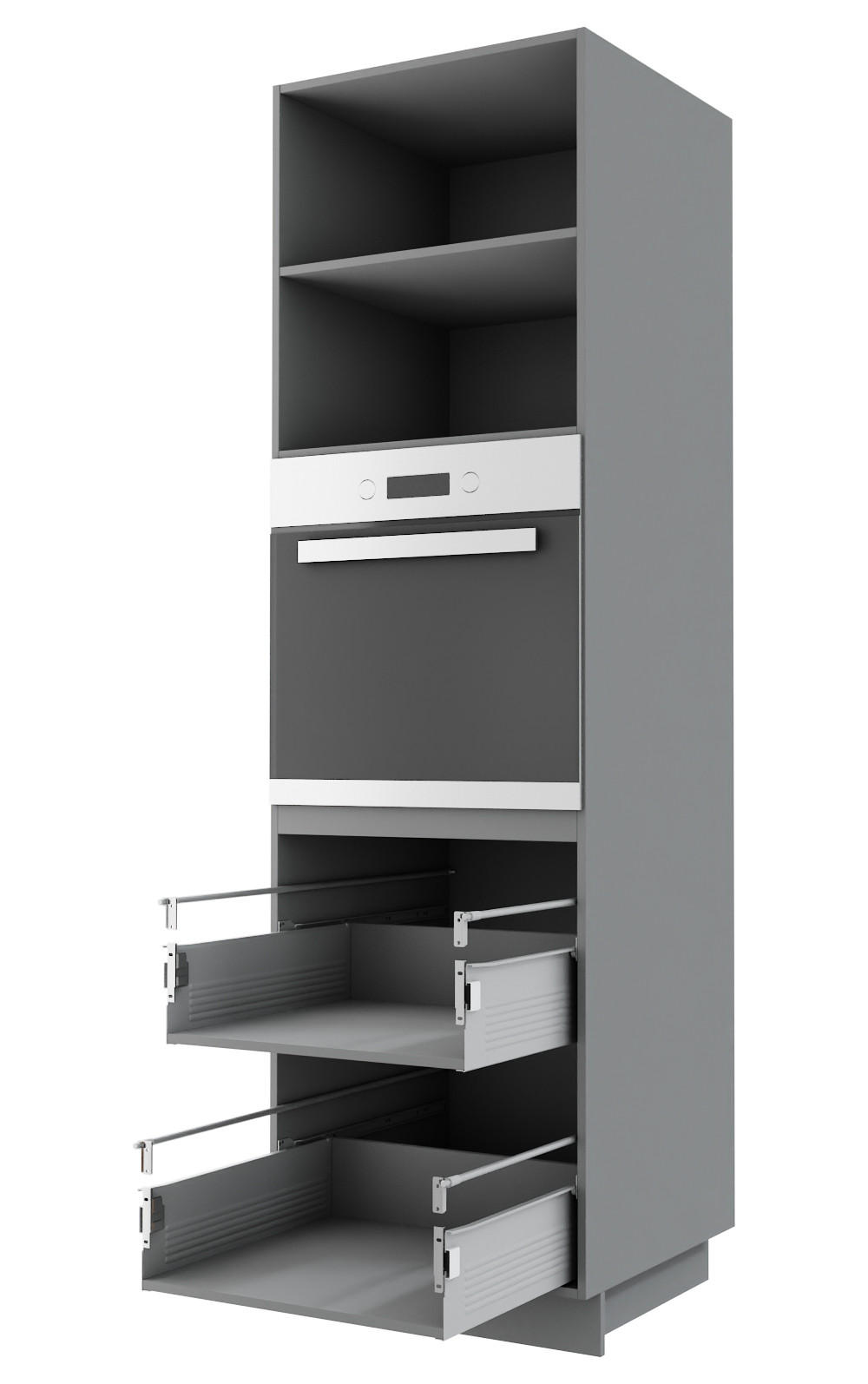 BACKOFENHOCHSCHRANK Kvantum D14/RU/2M/356 Mint Matt / Grau Matt 60 / 59 / 207cm - Grau/Mintgrün, Holz/Holzwerkstoff (60/207/59cm) - Feldmann-Wohnen