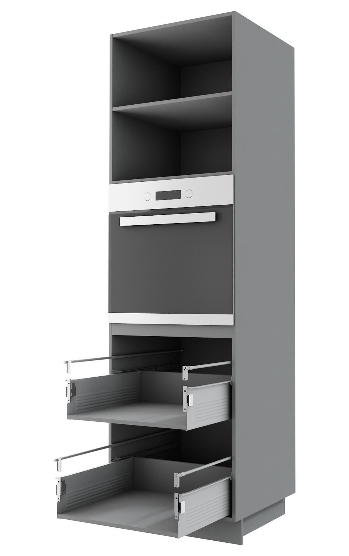 BACKOFENHOCHSCHRANK Kvantum D14/RU/2M/356 Dust Grey Matt / Grau Matt 60 / 59 / 207cm - Grau, Holz/Holzwerkstoff (60/207/59cm) - Feldmann-Wohnen