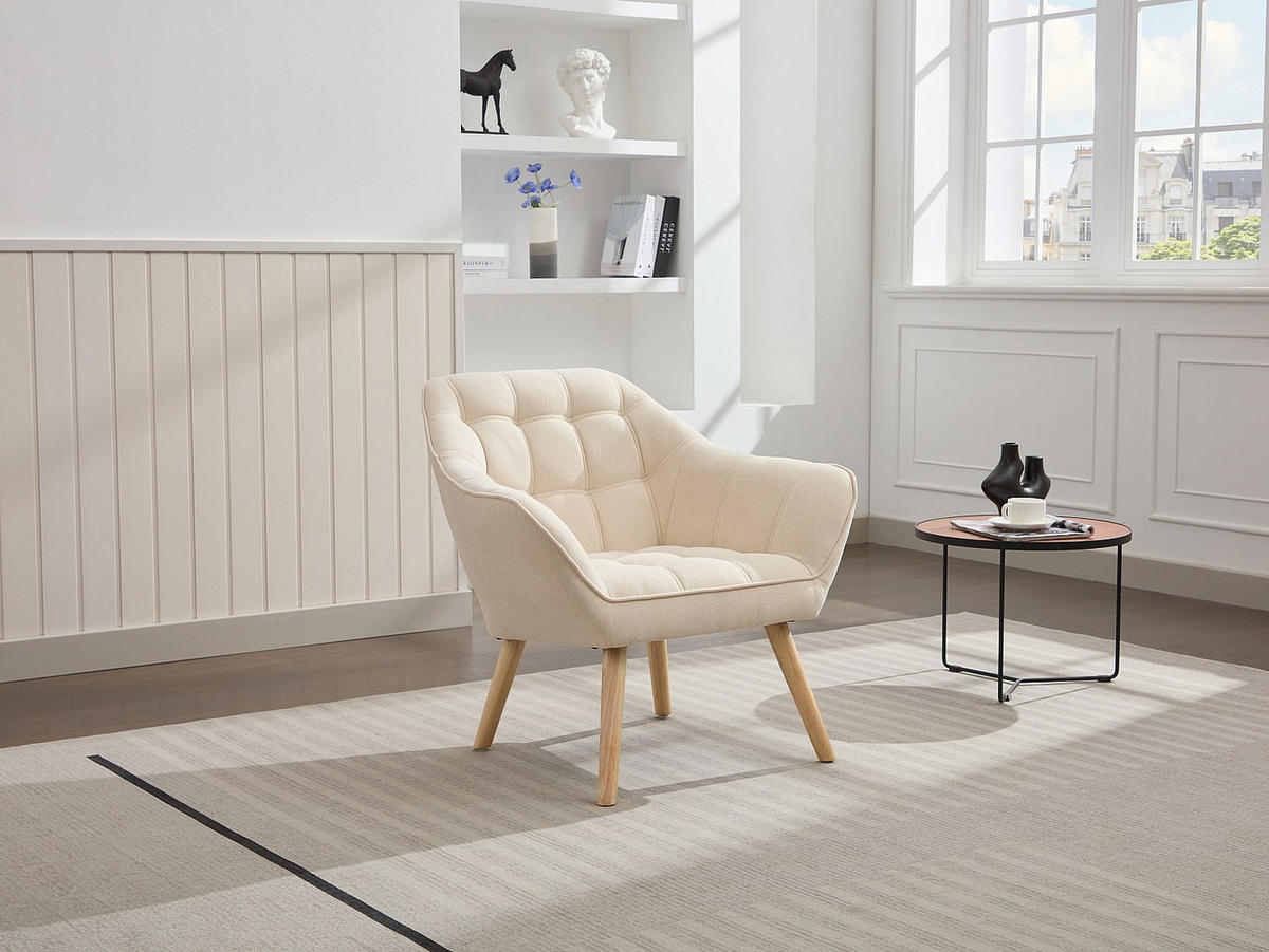 SESSEL - Stoff - Beige - CASERTA - Beige, Textil (82/77/73cm) - Vente-Unique