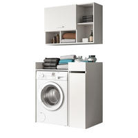 WASCHMASCHINENSCHRANK weiß Set 3-teilig 95 x 195 cm, Waschmaschinenumbau mit Stauraum - Silberfarben/Weiß, Glas/Holzwerkstoff (95/195/60cm) - Inn.Furn