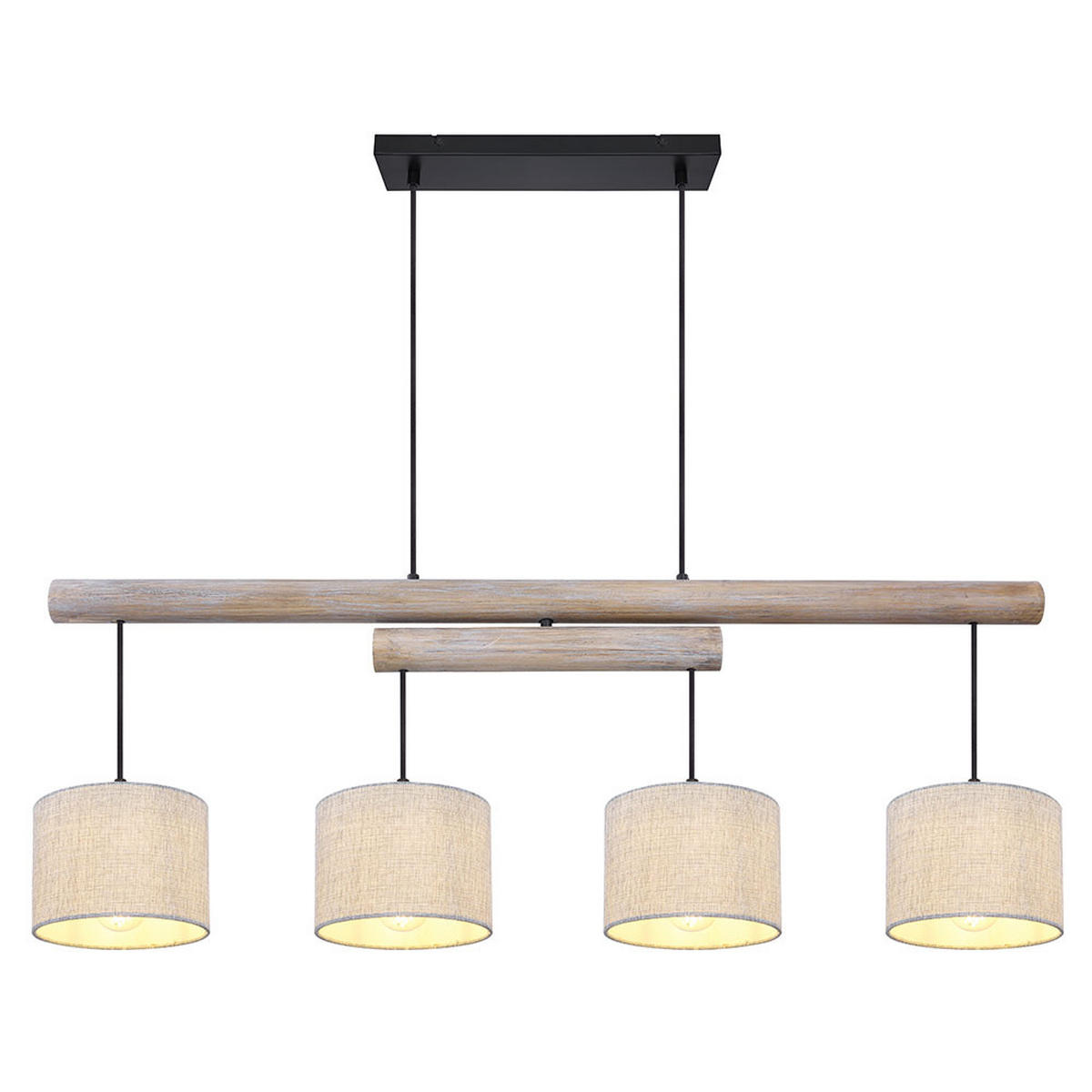 HÄNGELEUCHTE Holzoptik Beige Schwarz - Beige, Holz (113/18/120cm) - Globo Lighting