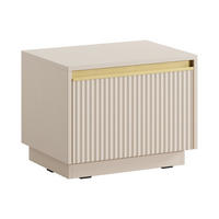 NACHTTISCH mit 1 Schublade - MDF - Beige & Goldfarben - POSINIA - Beige, Holz (39/42/53.6cm) - Pascal Morabito