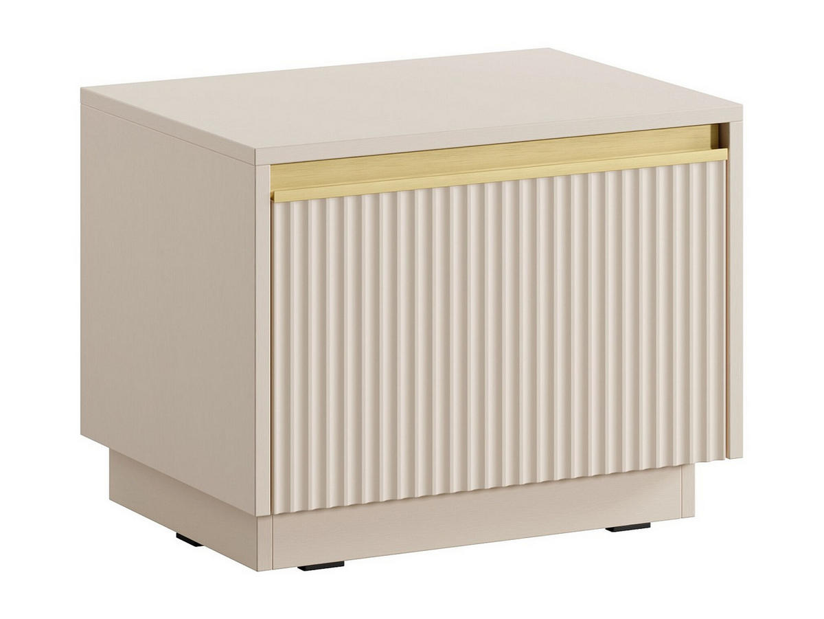 NACHTTISCH mit 1 Schublade - MDF - Beige & Goldfarben - POSINIA - Beige, Holz (39/42/53.6cm) - Pascal Morabito