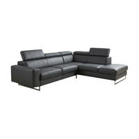 ECKSOFA Gotham Echtleder mit Bettfunktion Anthrazit - Anthrazit, Leder/Metall (237/227cm)