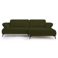 ECKSOFA Avolla Olivgrün rechts - Schwarz/Olivgrün, Textil/Metall (186/284cm) - Selsey