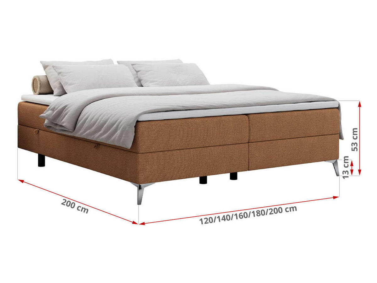 BOXBETT LESS 120/200 Orange Struktur - H3 - Orange, Holz/Textil (120/200cm) - MKS