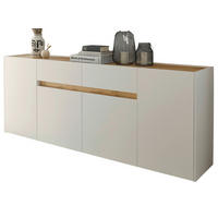 SIDEBOARD weiß, Eiche Wotan 220 cm, Kommode mit 8 Fächern - Eiche Wotan/Schwarz, Holz/Holzwerkstoff (220/87/40cm) - Furn.Design