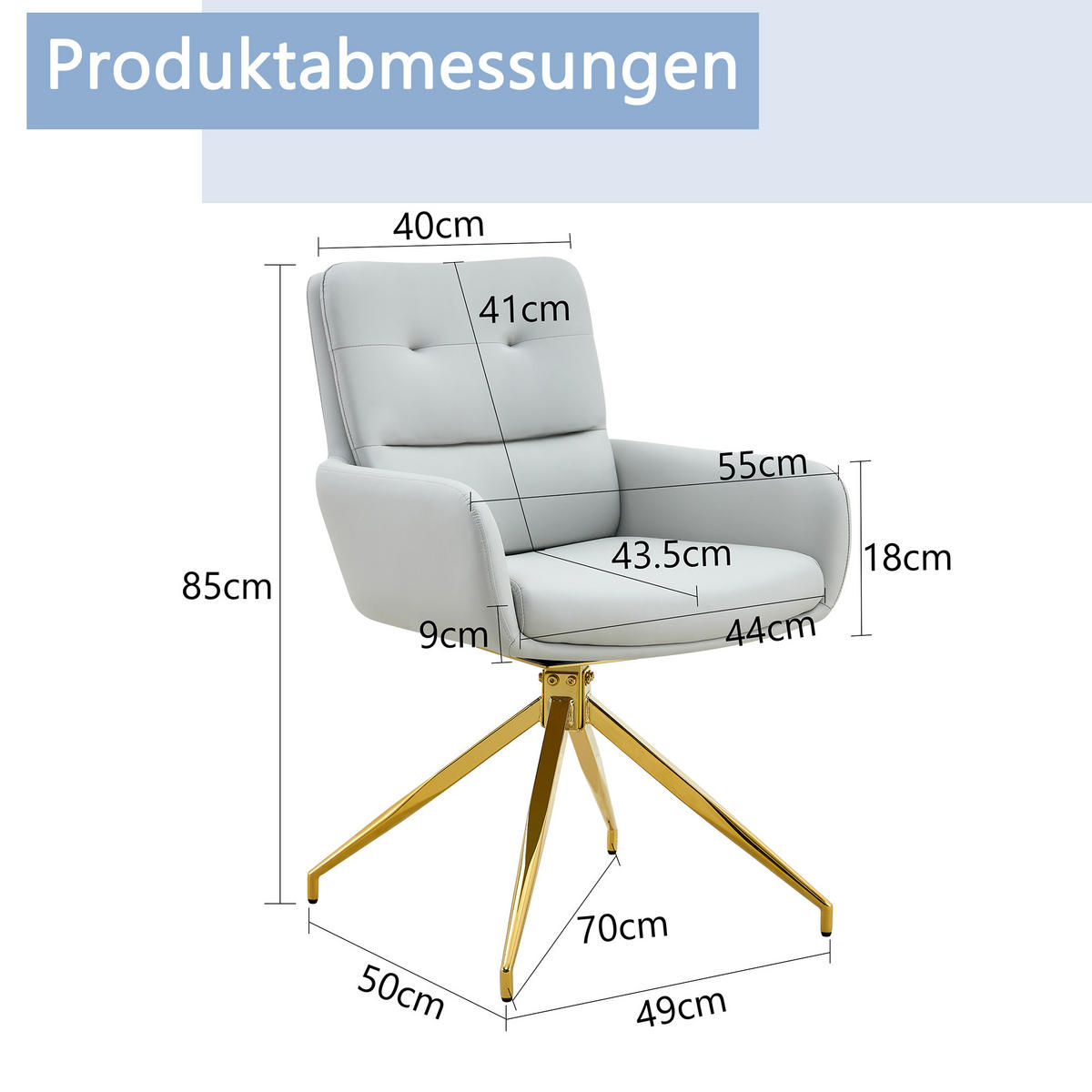 ARMLEHNSTUHL-SET DE-36546 2 Stück mit PU-Bezug und Metallbeinen Warmgrau - Hellgrau, Metall (50/85/55cm) - ComfortXL