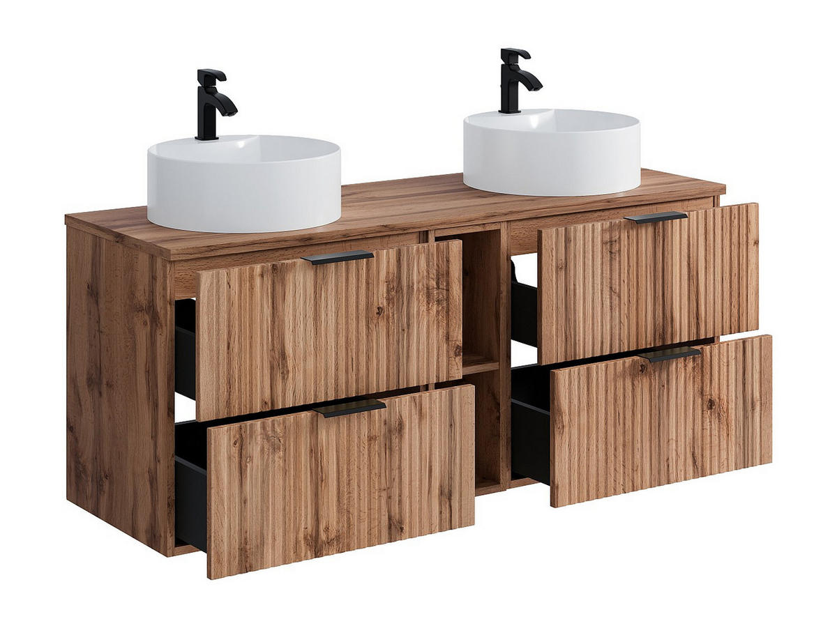 DOPPELWASCHTISCH - 140cm x 46cm - MDF - naturfarben hell - ZEVARA - Naturfarben, Holz (140/57/46cm) - Vente-Unique