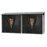 KAMINHOLZREGAL Außen 2 Stück 185x70x185 cm Aluminium Grau mit Wetterschutz 4,6 m³ / 7 SRM - Schwarz/Grau, Metall (185/185/70cm) - QUICK STAR