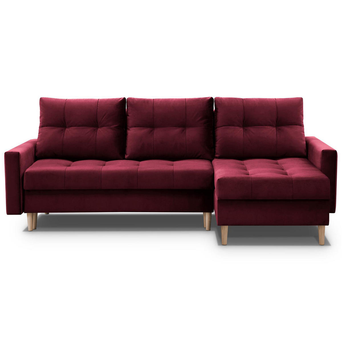 ROHOVÁ POHOVKA Halant s úložným prostorem, univerzální otoman, velurová látka, bordó - bordeaux, textil (220/140cm) - Beautysofa