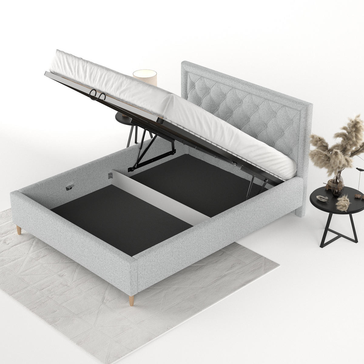 POLSTERBETT Lido 120/200 cm Hellgrau im Riva Stoff - Hellgrau/Naturfarben, Holz/Holzwerkstoff (120/200cm) - AltaBeds