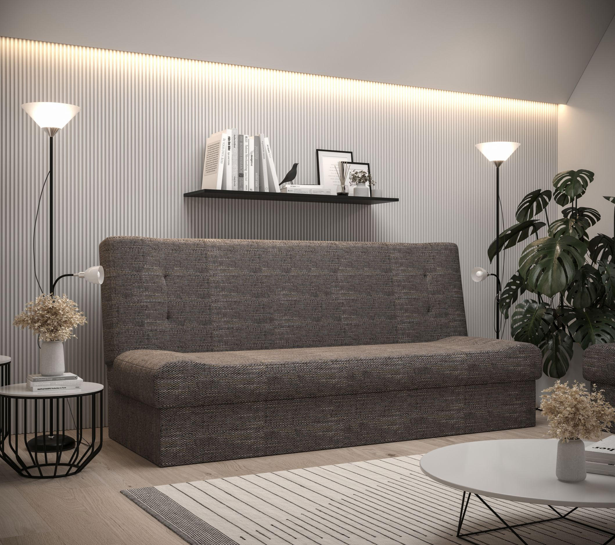 SOFA LAWA mit Schlaffunktion KORNET 02 mit Stauraum - Grau, Textil (192/93/80cm) - Bedante