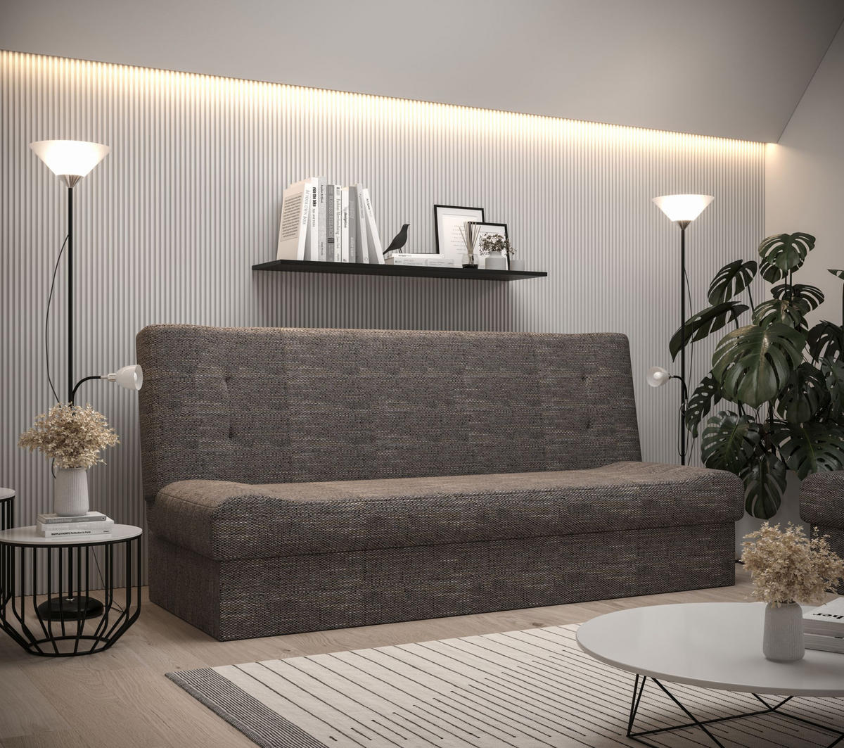 SOFA LAWA mit Schlaffunktion KORNET 02 mit Stauraum - Grau, Textil (192/93/80cm) - Bedante