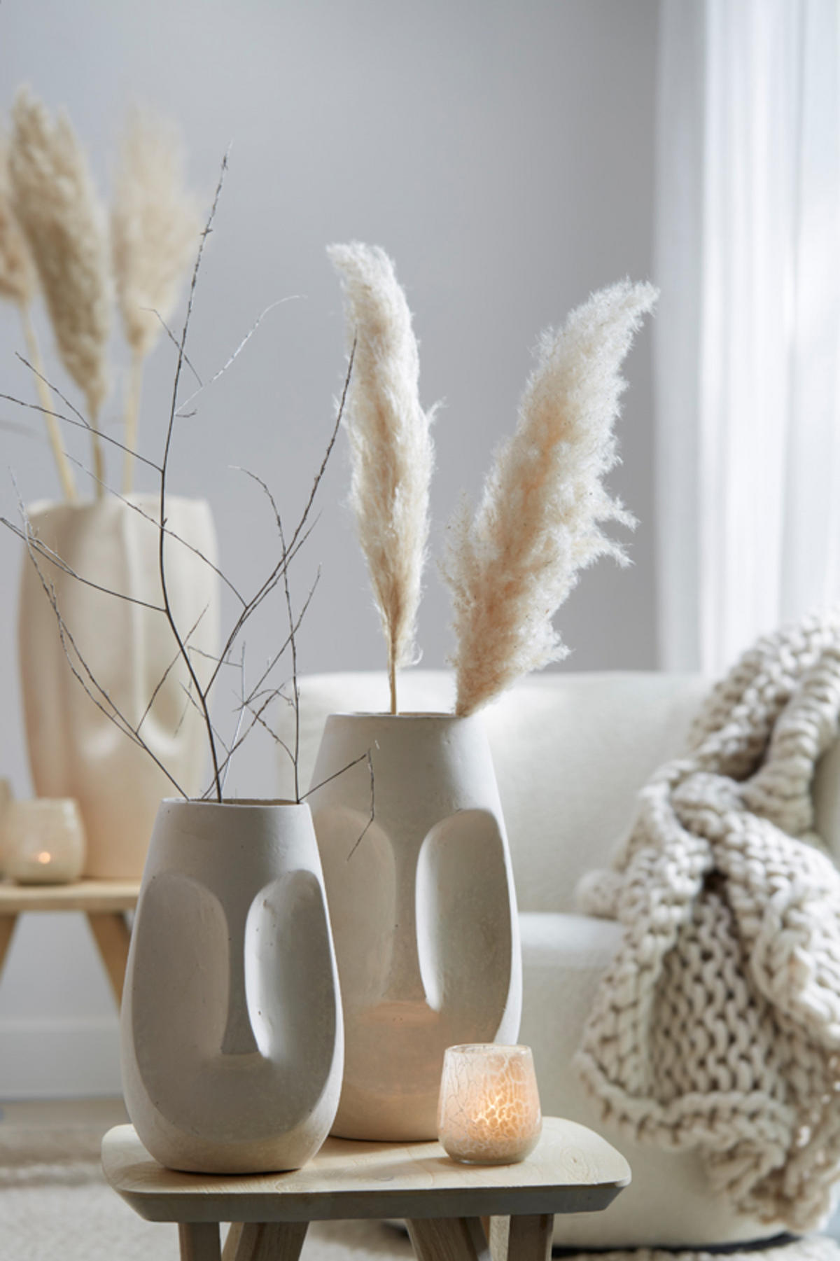 VASE Gesicht Weiß Ø21/36 cm - Weiß, Papier (36cm) - Light & Living