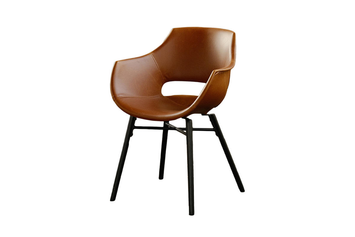 STUHL ZAJA Braun Kunstleder - Dunkelbraun/Braun, Leder (57/82/59cm) - KAWOLA