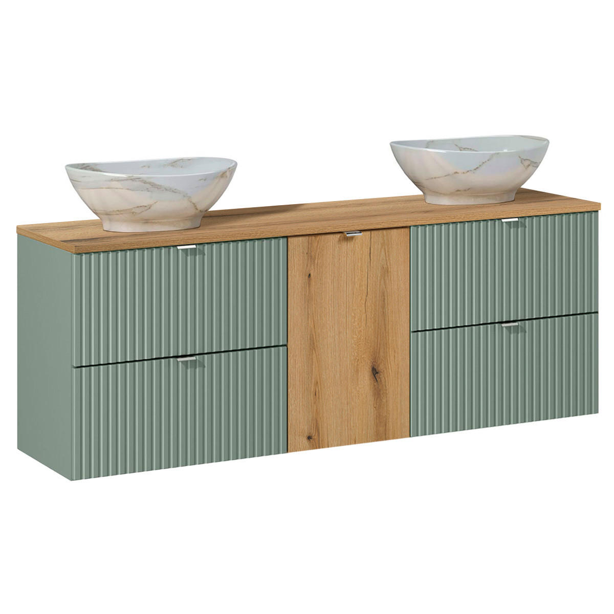 DOPPELWASCHTISCH 160.4cm Jade Grün - Grün, Holzwerkstoff (160.4/59.5/40cm) - Petits-meubles