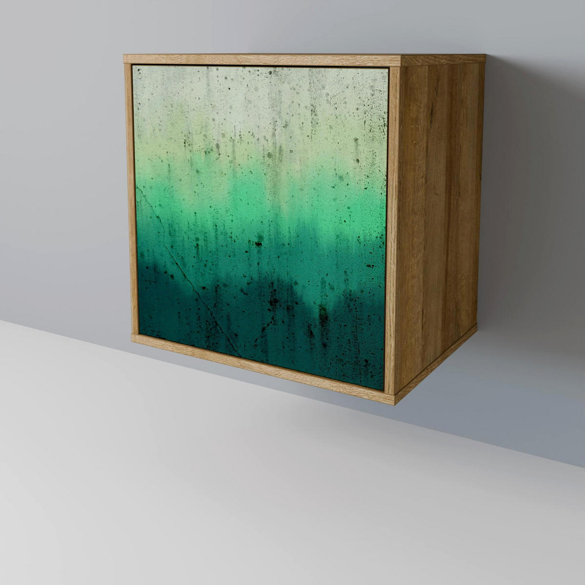 SIDEBOARD NORTHERN LIGHTS, Eichefarben, 57,5x42x70,5 cm, Schwarze Metall-Sternfüße - Eichefarben/Multicolor, Holzwerkstoff/Metall (57.5/70.5/42cm) - SpaceRebels