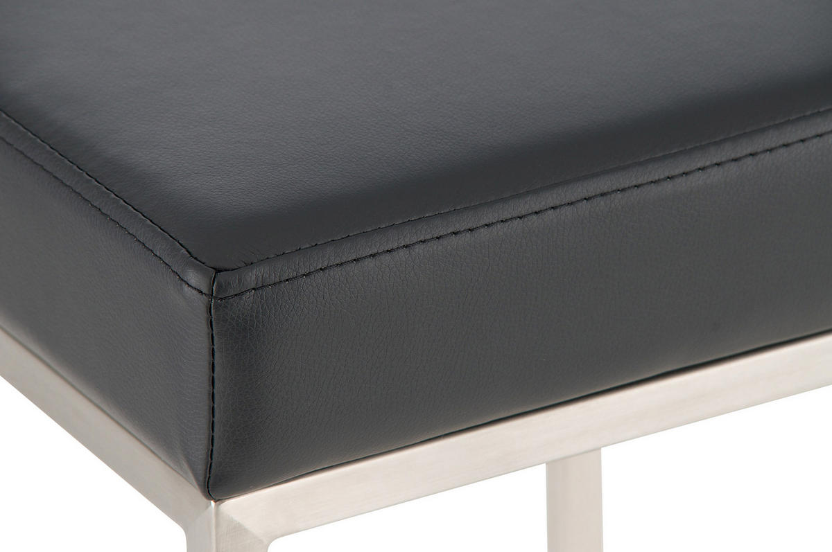 BARHOCKER 2er Set Lederlook schwarz - Edelstahlfarben/Schwarz, Textil/Metall (37/80/37cm) - CLP