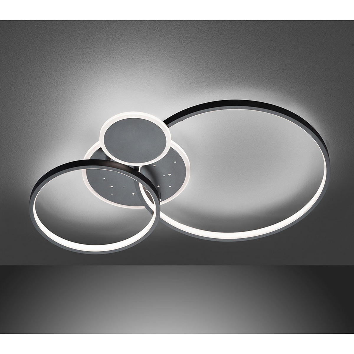 LED DECKENLEUCHTE Ring Design Schwarz - Schwarz, Metall (54/38/9cm) - Wofi