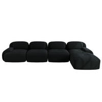 ECKSOFA 388/178/70 cm in Schwarz aus Cord, modular und montagefrei - Schwarz, Textil (178/388cm) - Flora Grace