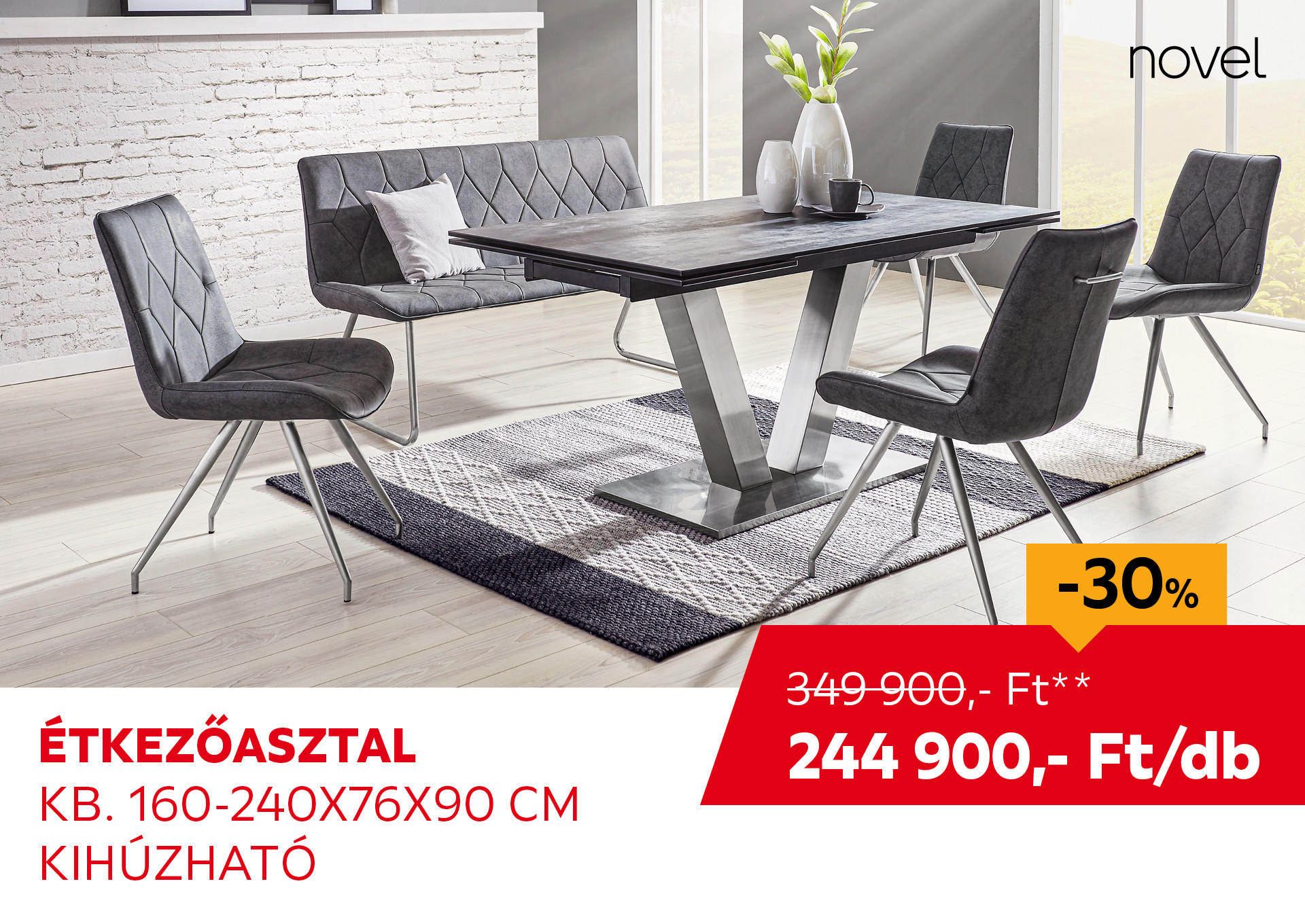 ÉTKEZŐASZTAL Kb. 160-240x76x90 cm Kiemelt termék 349900 Ft.- helyett 244900 Ft.-