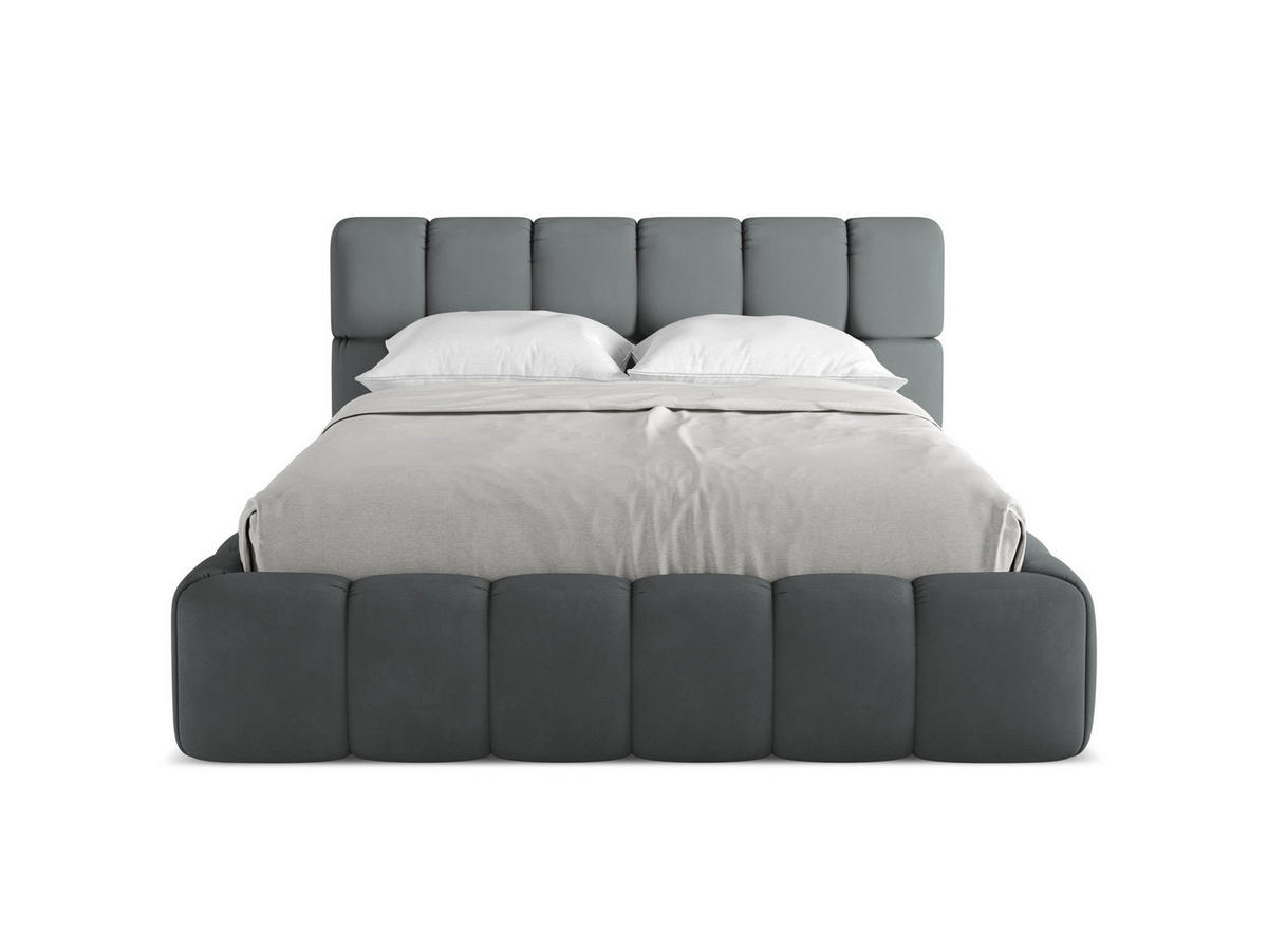 POLSTERBETT mit Bettkasten und Lattenrost 160x228 Grau - Schwarz/Graphitfarben, Kunststoff/Textil (140/200cm) - Makamii