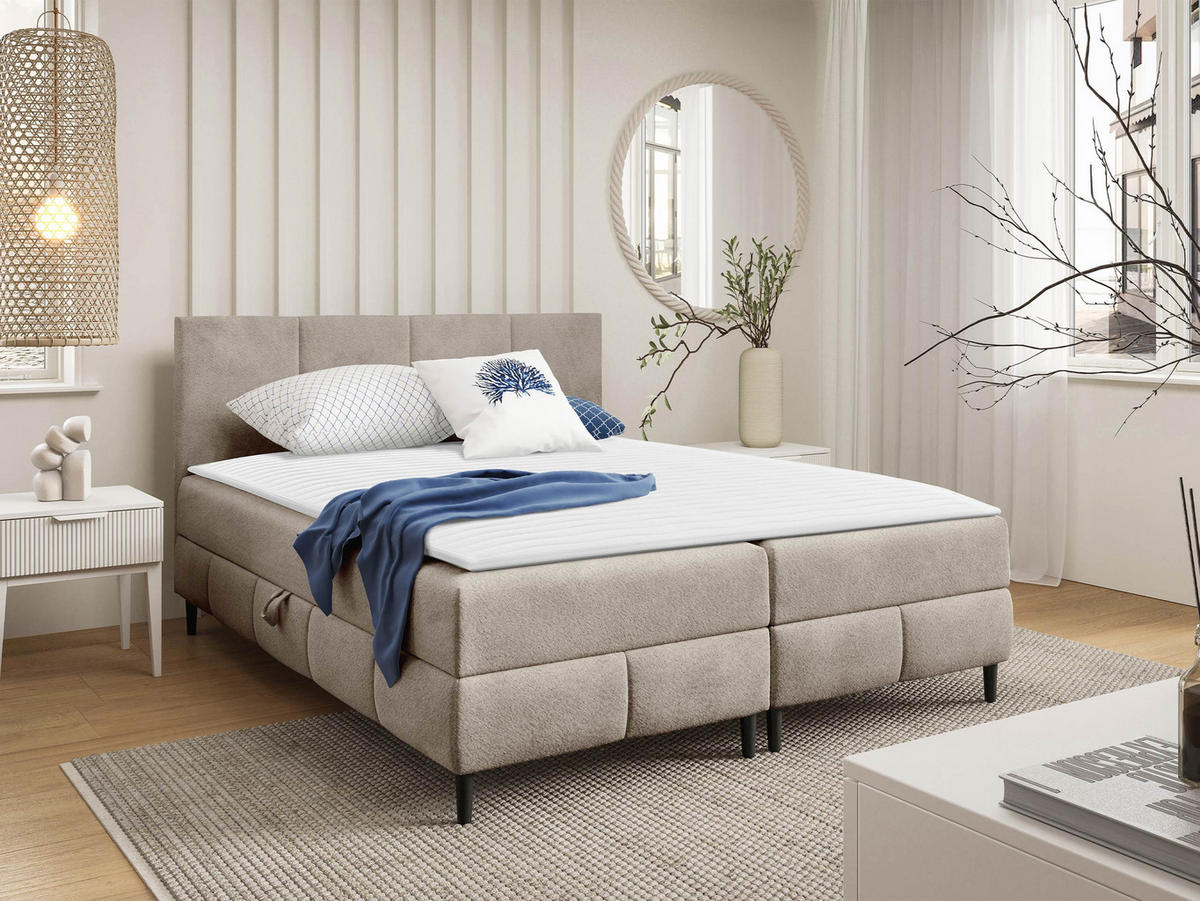 BOXBETT Box Best 2 - H3 - Hellbraun/Schwarz, Holz/Holzwerkstoff (160/200cm) - MIRJAN24