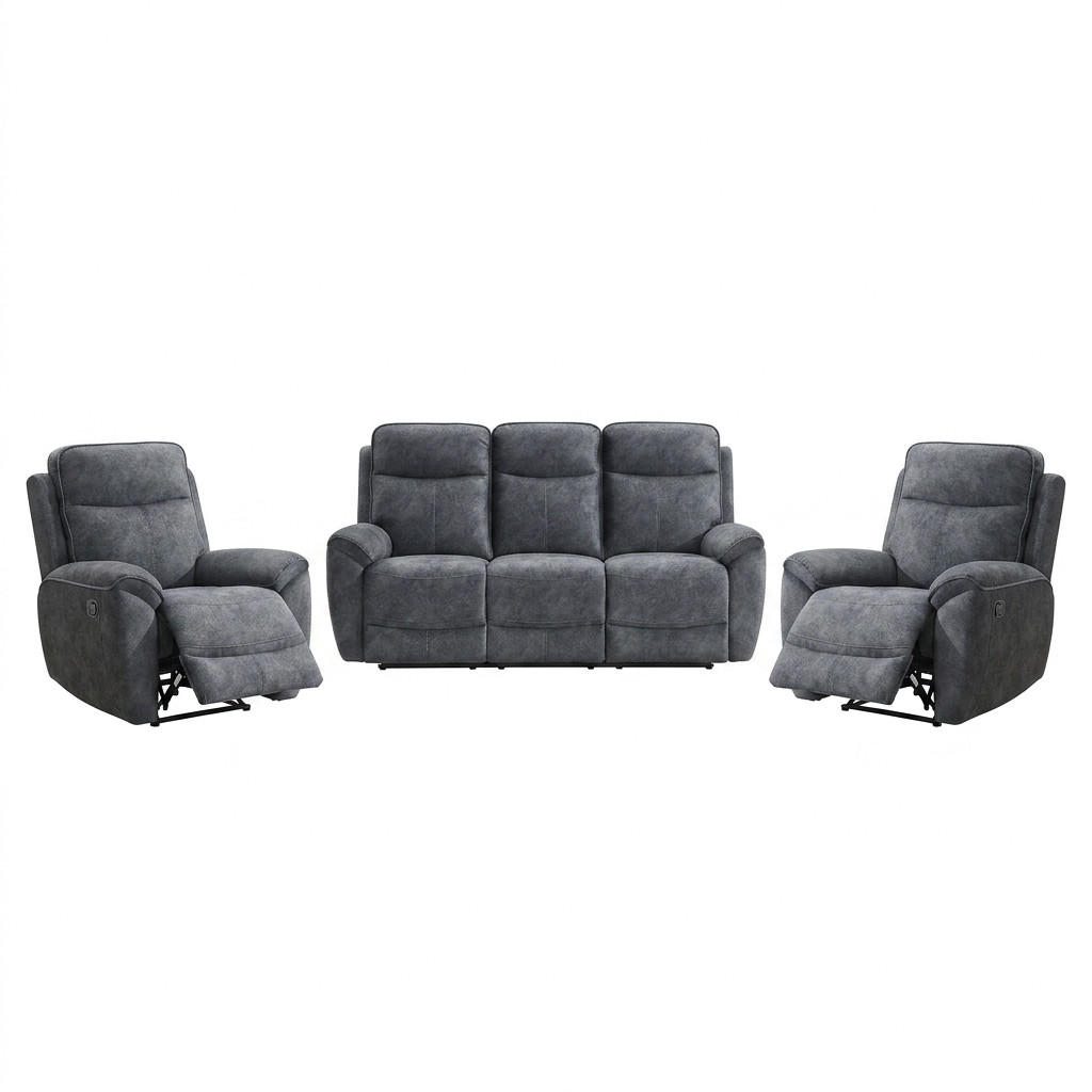 Beautysofa Sitzgarnitur Dunkelgrau 215x106x100 cm