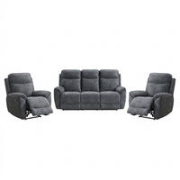 SITZGARNITUR Dolce, Sofa+zwei Sesseln mit Relaxfunktion, Dunkelgrau, Velours - Dunkelgrau, Textil (215/106/100cm) - Beautysofa