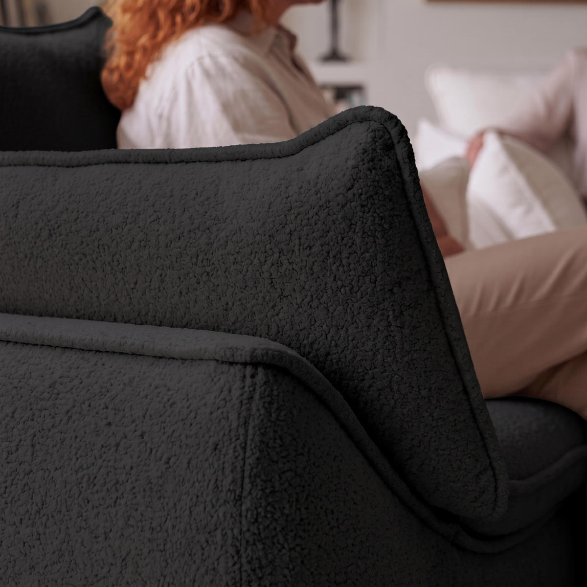 SESSEL MELANI Velours Schwarz - Chromfarben/Schwarz, Holz/Textil (140/90/85cm) - Muffo