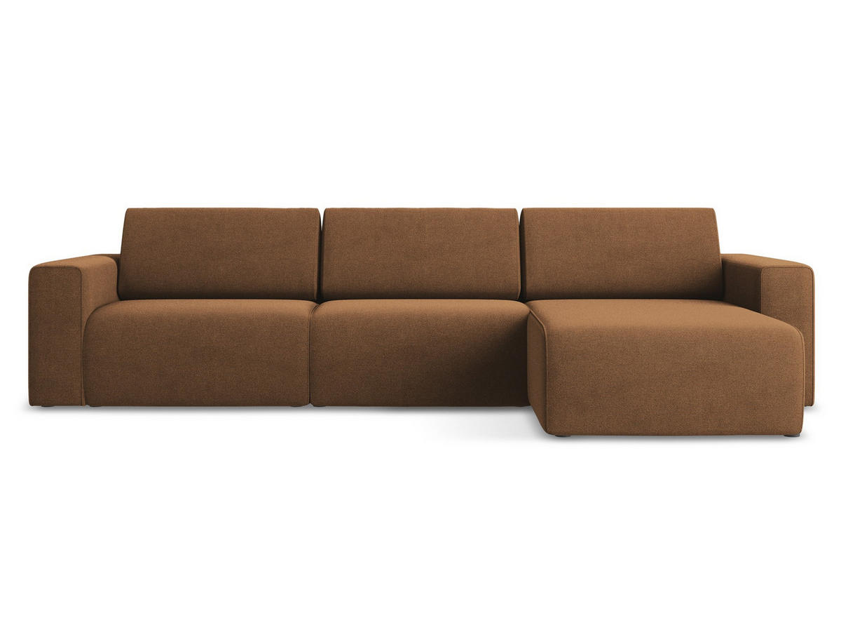 ECKSOFA Links Strukturstoff Stoff Orange - Beige/Terracotta, Kunststoff/Textil (314/167cm) - Makamii