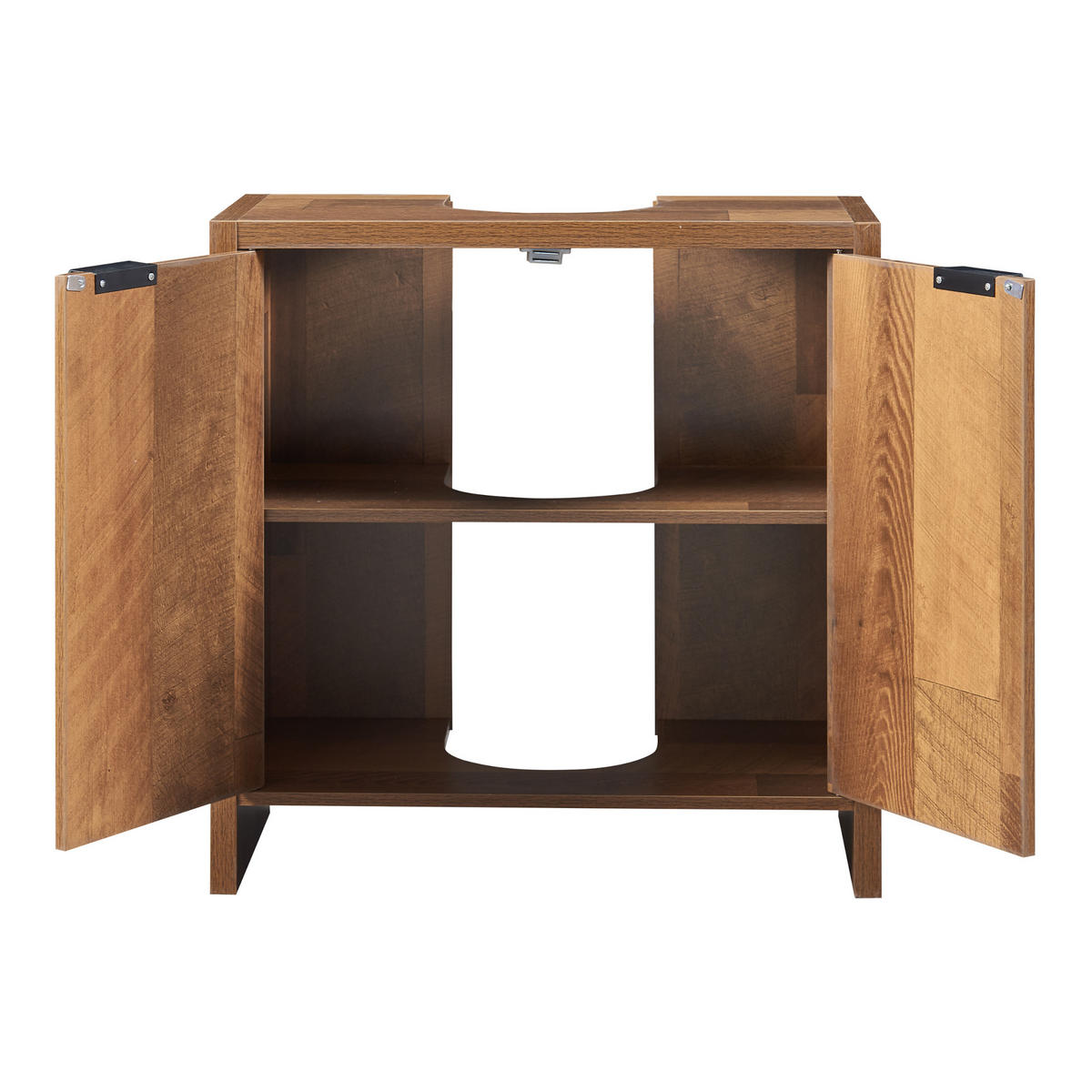 WASCHBECKENUNTERSCHRANK Namsskogan - Walnussfarben/Schwarz, Holzwerkstoff/Metall (60/60/30cm) - [en.casa]
