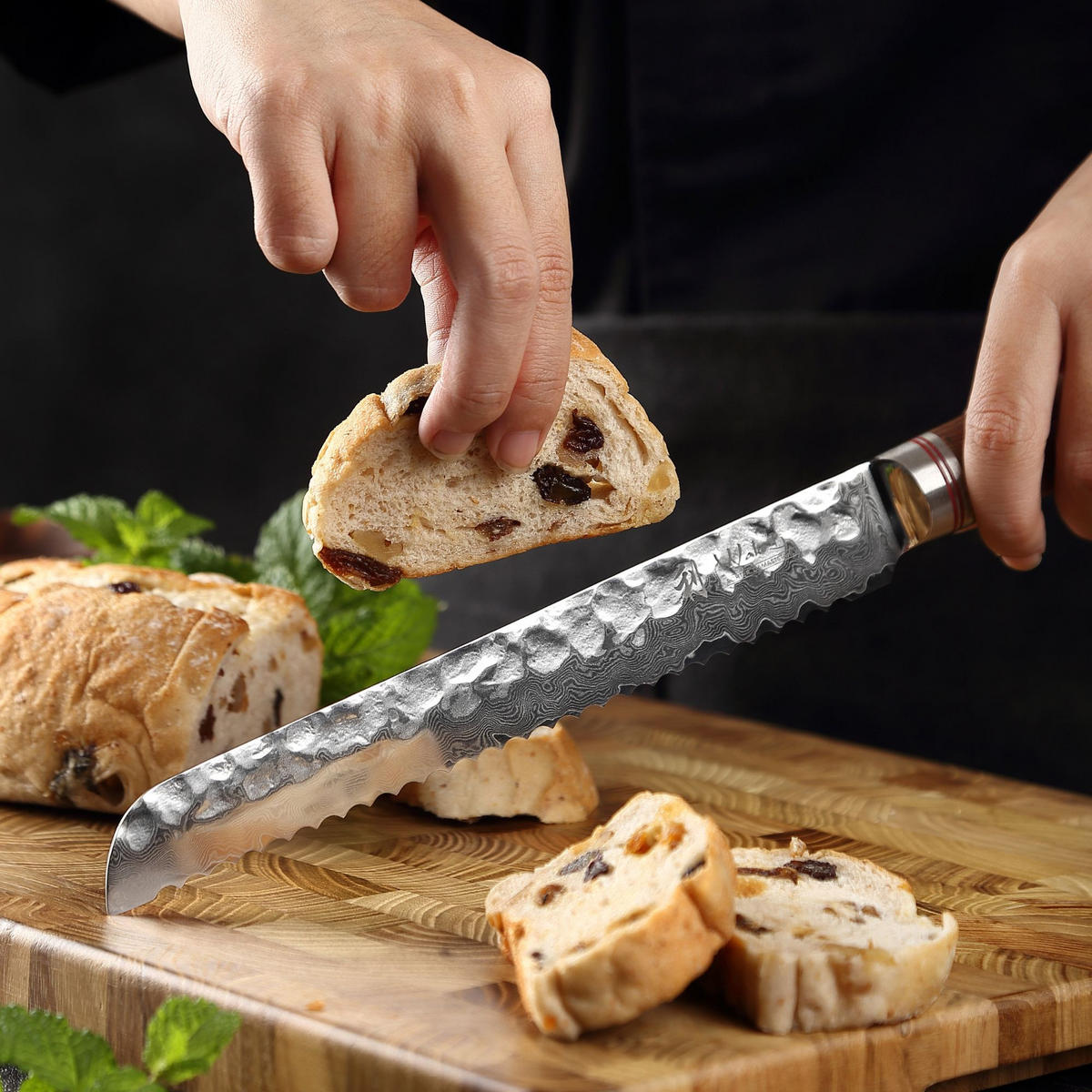 BROTMESSER 20 cm - Nussbaumfarben, Holz/Metall (34cm) - Wakoli