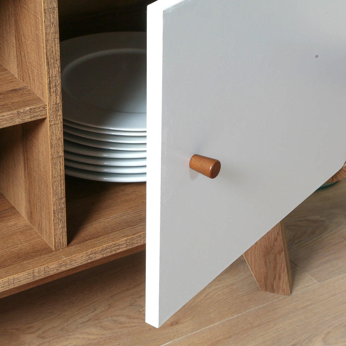 TV-MÖBEL 2 türen und 2 fächer albura 39/53/128,5 cm - Nussbaumfarben, Holzwerkstoff (39/53/128.5cm) - Calicosy