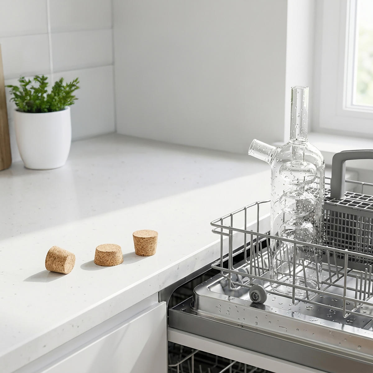 2XESSIG-ÖL-FLASCHEN - Transparent, Glas/Naturmaterialen (5.5/21/5.5cm) - Relaxdays