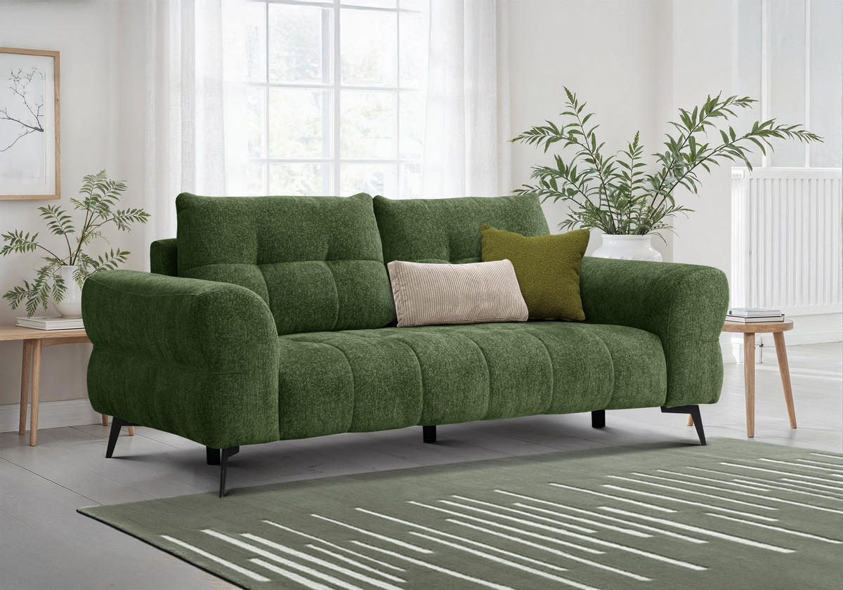SOFA SALVINI 3-Sitzer, dunkelgrün - Dunkelgrün, Holz/Textil (237/88/99cm) - Courtois Laville