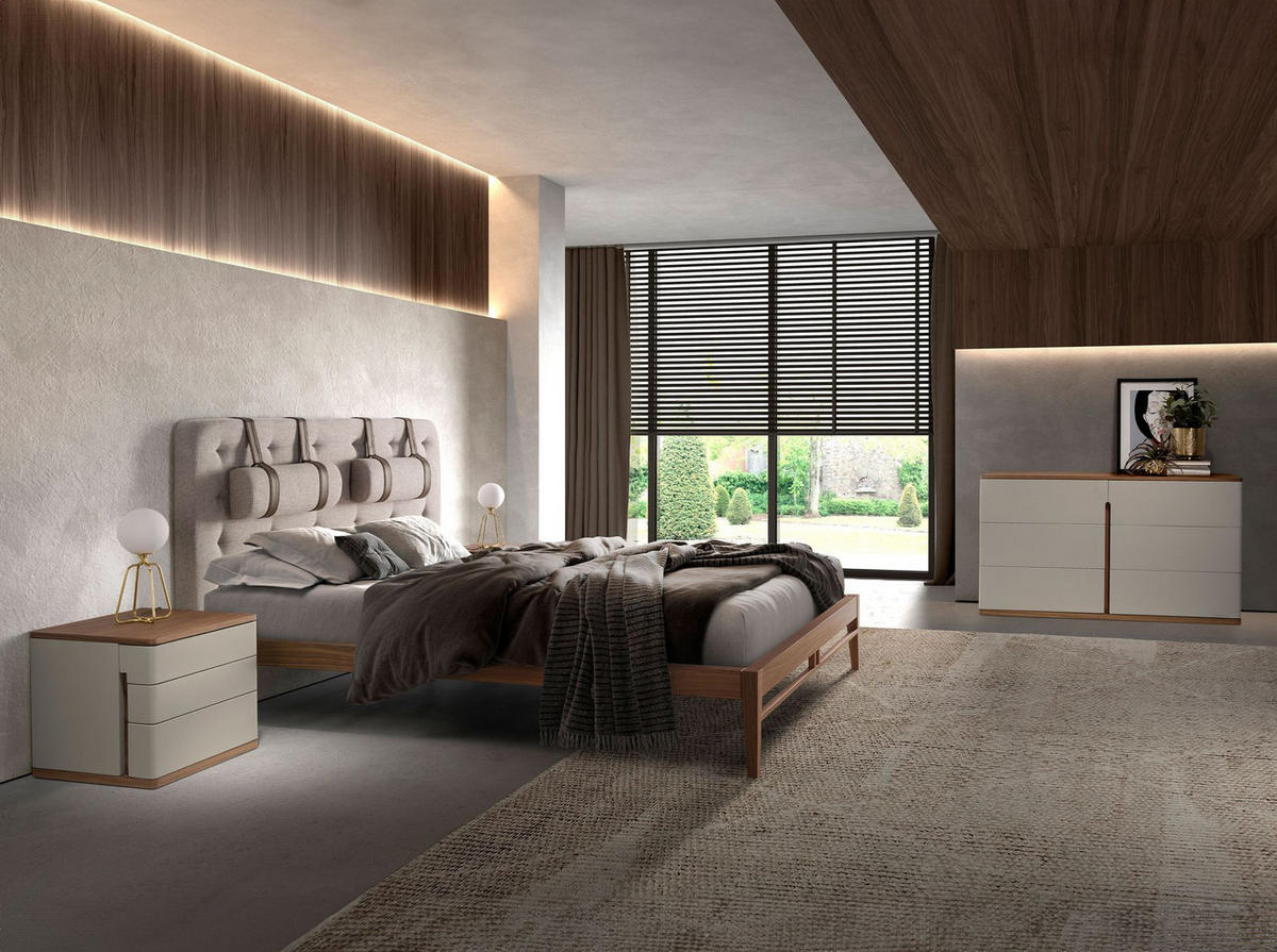 NACHTSCHRANK Nachttisch aus grauem Holz und Nussbaum 46/46/45 cm - Walnussfarben/Grau, Holz (46/45/46cm) - ANGEL CERDA