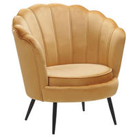 SESSEL Samtstoff senfgelb/schwarz Muscheldesign Lovikka - Gelb/Schwarz, Textil (79/85/77cm) - Beliani