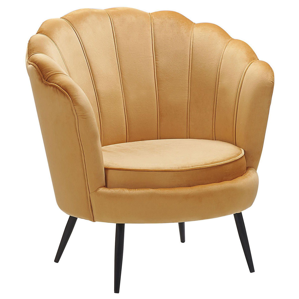 SESSEL Samtstoff senfgelb/schwarz Muscheldesign Lovikka - Gelb/Schwarz, Textil (79/85/77cm) - Beliani