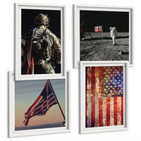 BILDER SET 4er Set - 50x50 cm & 40x60 cm Weißer Rahmen - Amerikanische Symbole, USA-Flagge - Weiß, Kunststoff (50/50cm) - TULUP