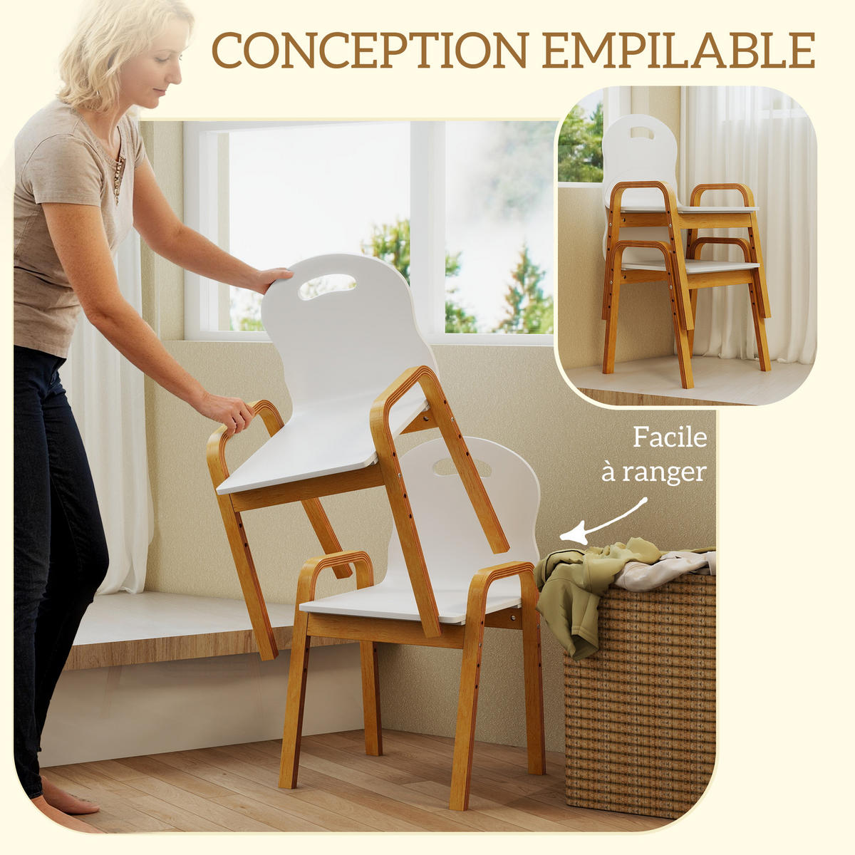 KINDERSTUHL DE-17544 2er-Set höhenverstellbar mit Armlehnen Weiß - Weiß, Holzwerkstoff (34/61.5/39cm) - ComfortXL