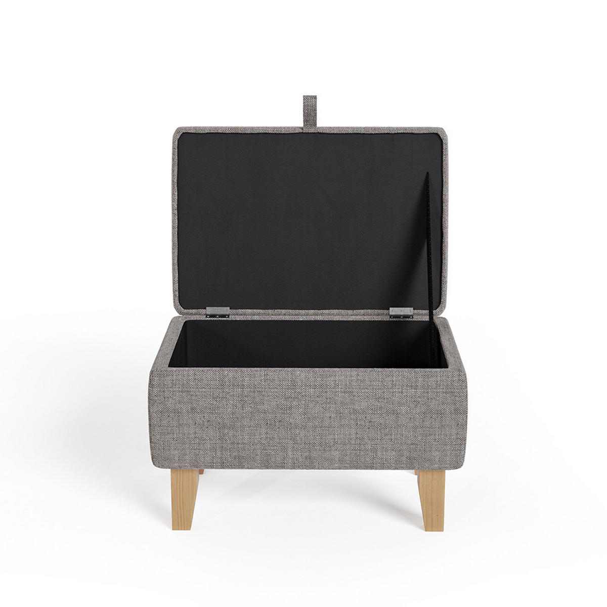 POLSTERHOCKER 49/33/35 cm Stauraum Holzbeine Leinen Hellgrau - Hellgrau/Naturfarben, Holz/Textil (49/35/33cm) - Livingandhome
