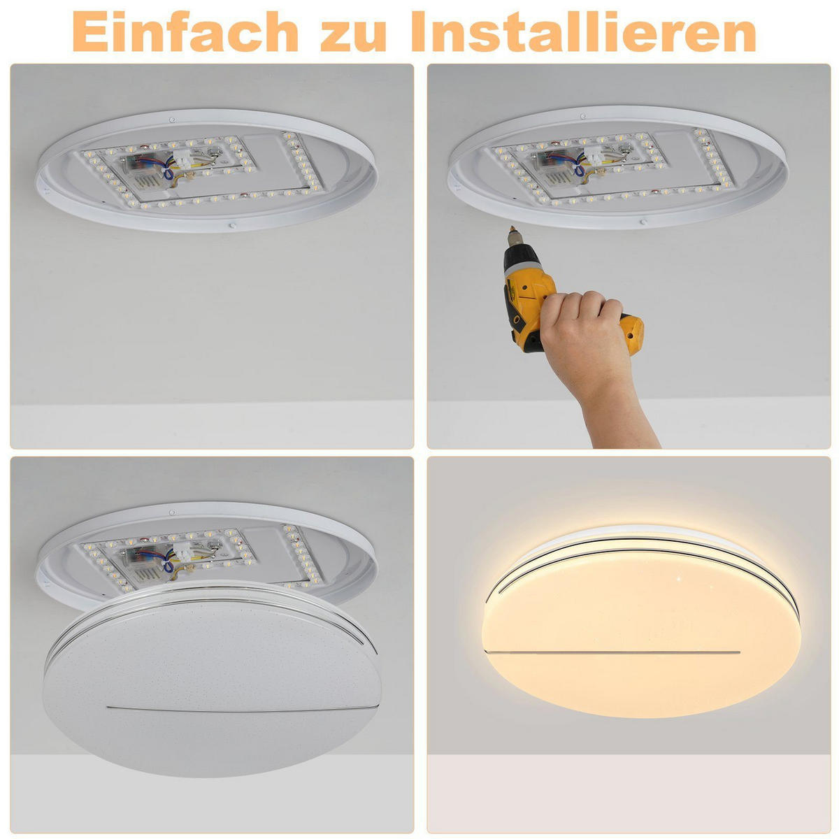 LED-DECKENLEUCHTE Hera 40/40/6cm - Weiß, Metall (40/40/6cm) - ZMH