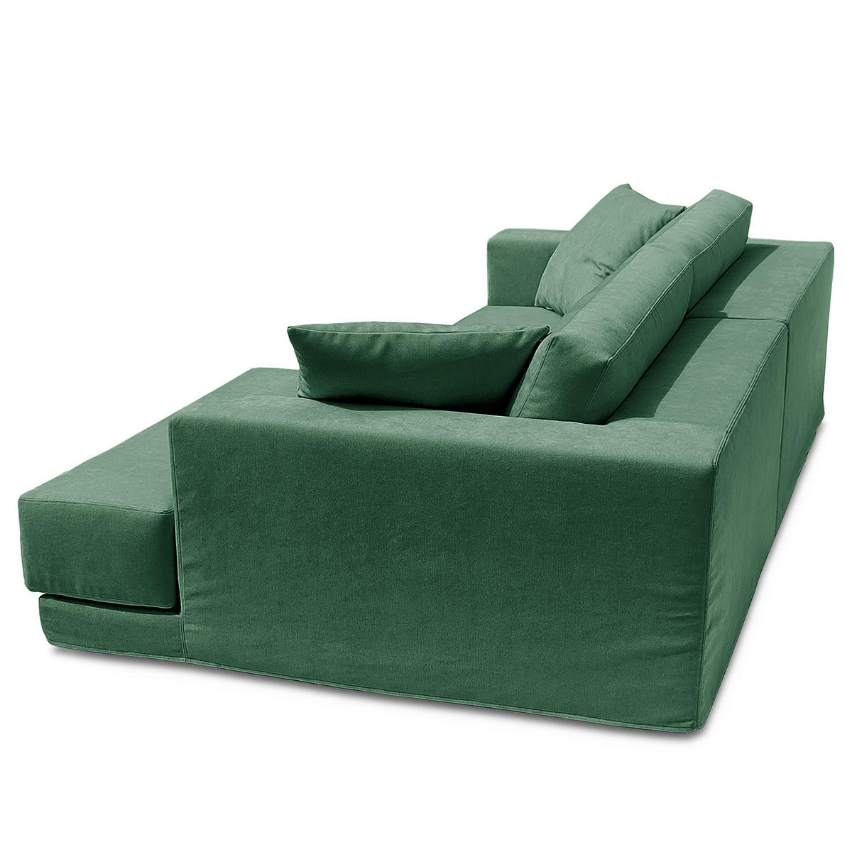 ECKSOFA mit Wechselbezug - Longchair, Webstoff - Schwarz/Grün, Kunststoff/Textil (260/155cm) - home24