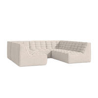 ROHOVÁ SEDAČKA modulární Corner ve tvaru U, plyšová tkanina Pop, Béžová, LAZY U CORNER - béžová, dřevo (266/76/253cm) - Kaiser Möbel