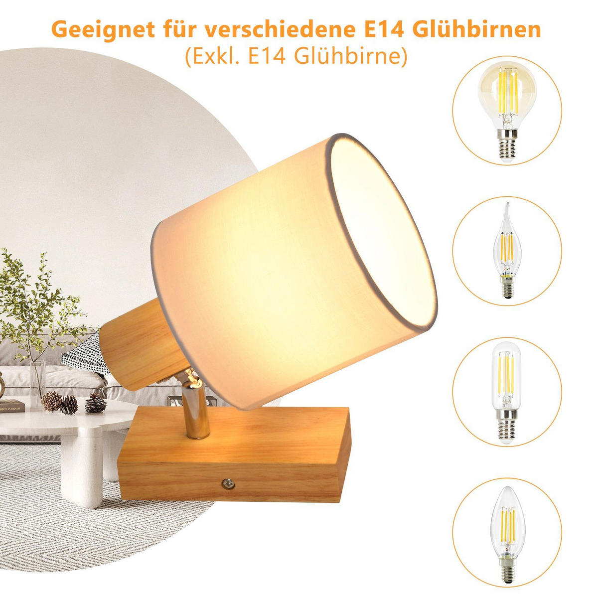 DECKENSTRAHLER Kakashi 13/13/21cm - Eukalyptusholzfarben, Holz (13/13/21cm) - ZMH